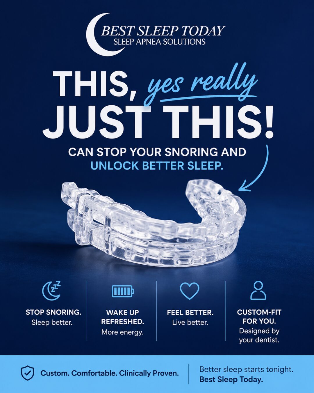 Custom Oral Appliance for Sleep Apnea and Snoring Treatment